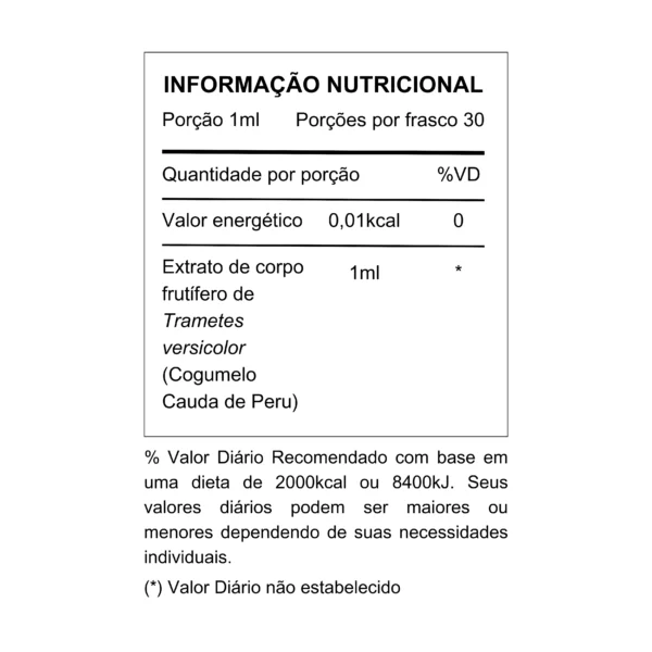 Tabela Nutricional Extrato Cauda de Peru Micomedicina